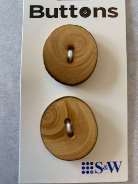 2 x 25mm Natural Wood Oval 2 Hole Buttons (198)