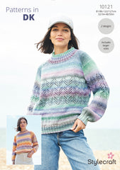 Stylecraft Chromatic D/K Ladies Sweater Knitting Pattern 10121