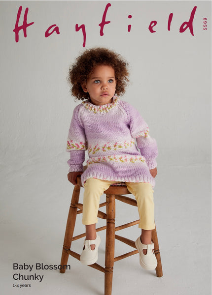 Hayfield Blossom Chunky Sweater Dress Knitting Pattern 5569 Hayfield Blossom Chunky Sweater Dress Knitting Pattern 5569