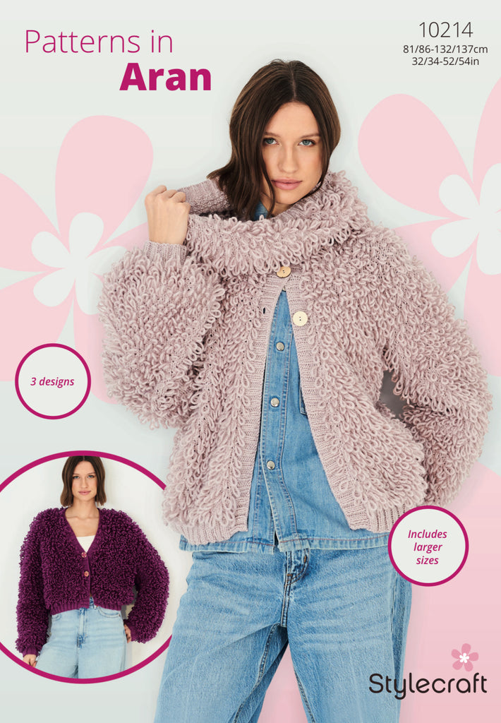Loopy Jacket Stylecraft Aran Adult Loopy Jacket Knitting Pattern 10214 – knot just wool