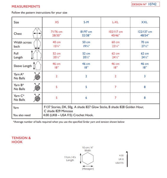 Sirdar Stories Double Knit Crochet Hexagon Cardigan Pattern 10742