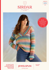 Sirdar Jewelspun Chunky V Neck Sweater Knitting Pattern 10701