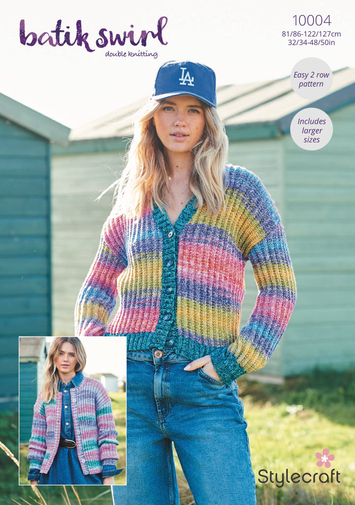 Stylecraft Batik Swirl D K Ladies Cardigan Knitting Pattern 10004