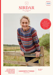 Sirdar Haworth Tweed D/K Striped Sweater Knitting Pattern 10699
