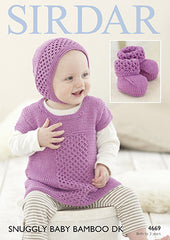 Sirdar Baby Bamboo Knitted Dress Pattern 4669 Birth-3yrs