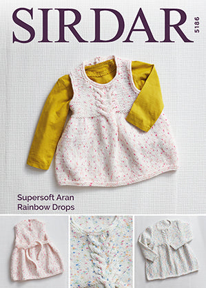 Sirdar Supersoft Aran Rainbow Drops Dress Knitting Pattern 5186