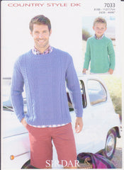 Mens 24/26 - 44/46 Country Style Double Knit Pattern 7033