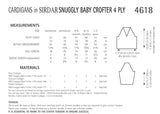 Sirdar Snuggly Baby Crofter 4ply Cardigans Knitting Pattern 4618