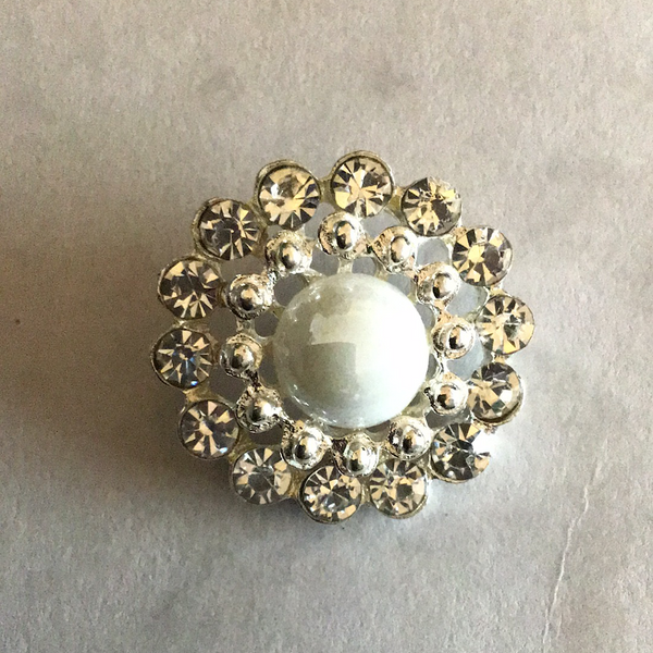 25mm Pearl and Diamanté Shank Buttons