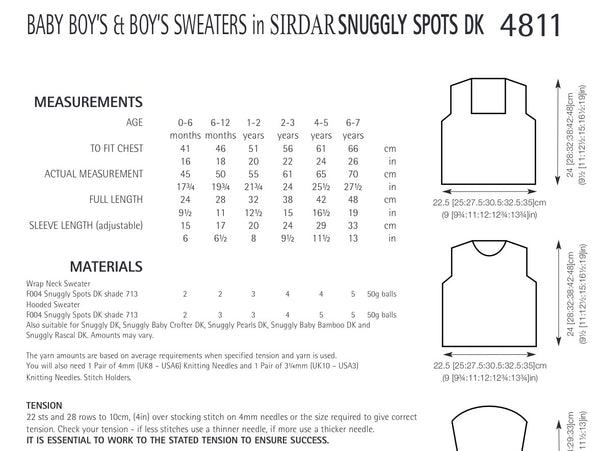 Sirdar Snuggly Spots D/K Sweater and Hoodie Knitting Pattern 4811