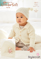 Stylecraft Wondersoft 4ply Baby Knitting Pattern Cardigan, Hat & Blanket 9911