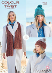 Stylecraft Colour Twist D/K Hats and Scarves Knitting Pattern 9925