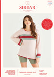 Sirdar D/K Round Neck Ribbed Sweater Knitting Pattern 10556