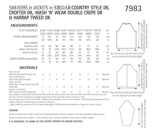 Sirdar Country Style D/K Family Hoodies Pattern 7983