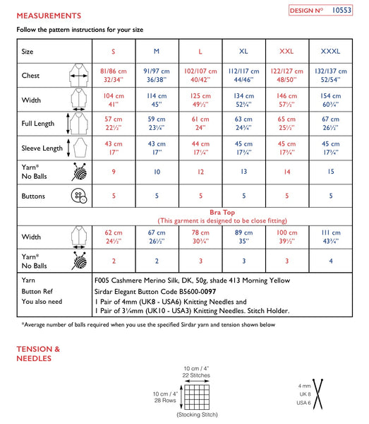 Sirdar D/K Bra Top & Cardigan Knitting Pattern 10553