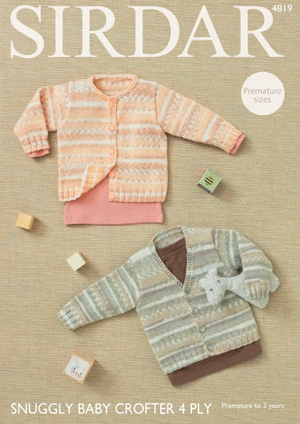 Sirdar Snuggly Baby Crofter 4ply Cardigan Knitting Pattern 4819