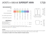 Sirdar Supersoft Aran Hooded Jacket Knitting Pattern 1759