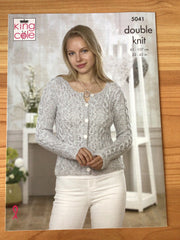 King Cole Calypso Double Knit Ladies Round Neck Cardigan & Top Pattern 5041