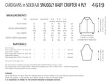 Sirdar Snuggly Baby Crofter 4ply Girls Cardigans Knitting Pattern 4619