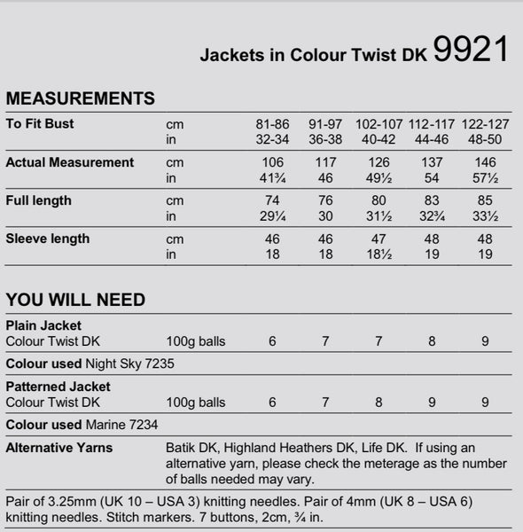 Stylecraft Colour Twist D/K Cardigan Knitting Pattern 9921