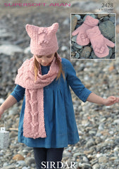 Sirdar Supersoft Aran Hat, Scarf and Mitts Knitting Pattern 2428