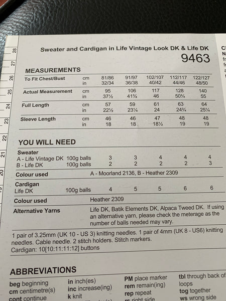 Stylecraft Life Vintage Look D/K Cable Sweater & Cardigan Knitting Pattern 9463