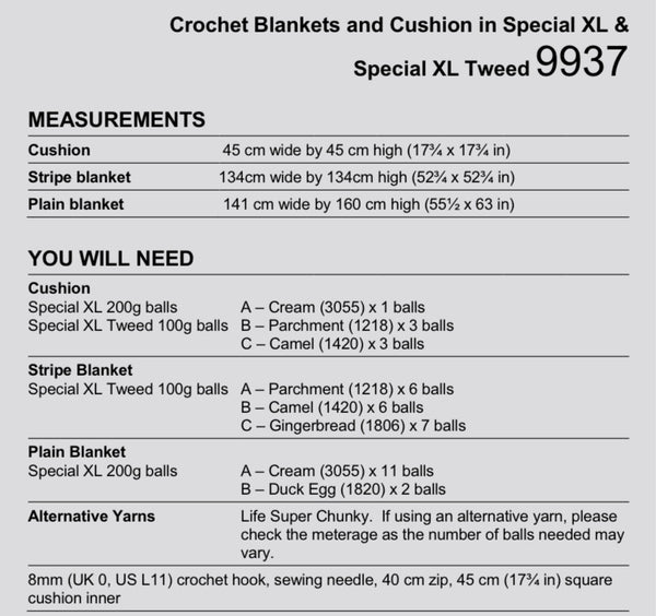 Stylecraft Super Chunky Crochet Throw Pattern 9937