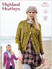 Stylecraft Highland Heathers Aran Ladies Cardigan Knitting Pattern 9871