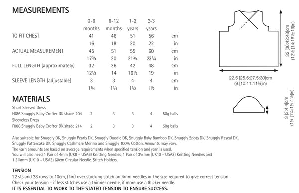 Sirdar Baby Crofter D/K Knitted Dress Pattern 5214