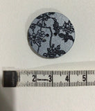 30mm Flat Light Grey Flower & Bird Design Button