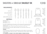 Sirdar Snuggly Double Knit Baby Sweater Knitting Pattern 1310