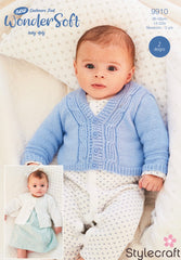 Stylecraft Wondersoft 4ply Cable Cardigan Baby Knitting Pattern 9910