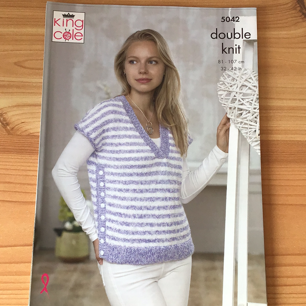 King Cole Calypso Double Knit V neck Top & Cardigan Pattern 5042