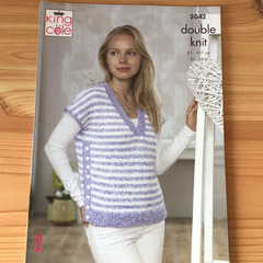 King Cole Calypso Double Knit V neck Top & Cardigan Pattern 5042
