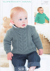 Sirdar Supersoft Aran Cable Sweater Knitting Pattern 1337