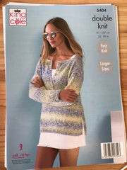 King Cole Calypso Double Knit Ladies Open Neck Top Knitting Pattern 5404