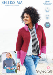 Stylecraft Bellissima Chunky Ladies Easy Knit Jacket & Sweater Knitting Pattern 9697