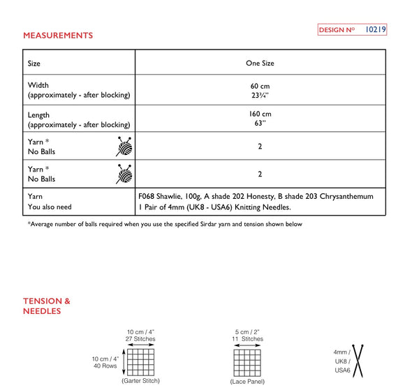 Sirdar Shawlie Knitted Lace Wrap Pattern 10219