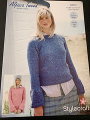 Stylecraft Alpaca Tweed Ladies Round Neck Jumper Knitting Pattern 9453