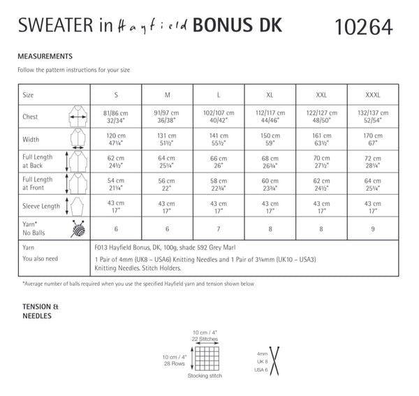 Hayfield Bonus D/K Ladies Sweater Knitting Pattern 10264