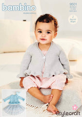 Stylecraft Bambino D/K Girls Frilly Edge Cardigan Knitting Pattern 9501