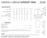 Sirdar Supersoft Aran Yoked Cardigan Knitting Pattern 2259