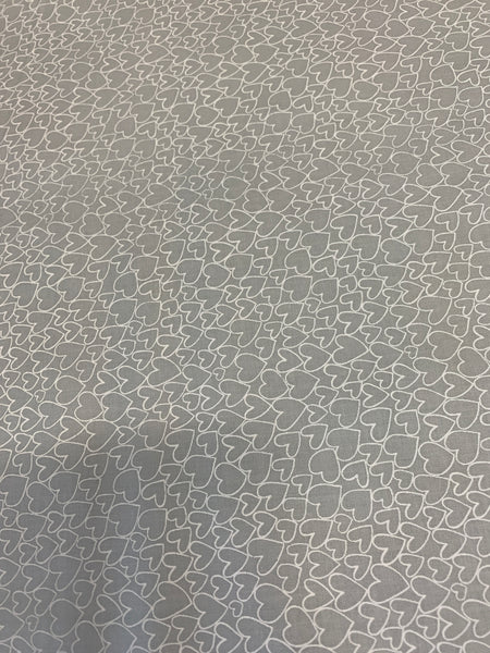 Makower Essential Hearts on Silver 100% Cotton Fabric