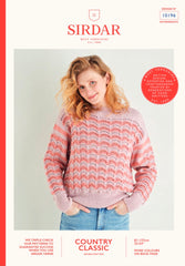 Sirdar Country Classic D/K Ladies Sweater Knitting Pattern 10196