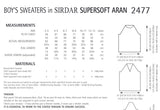 Sirdar Supersoft Aran Sweater Knitting Pattern Sizes 2-13yrs 2477