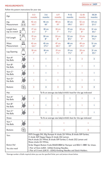 Sirdar Snuggly D/K Baby Romper Knitting Pattern 5409