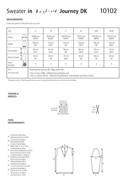 Hayfield Journey D/K Ladies Knitted Sweater Pattern 10102 PDF