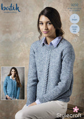 Stylecraft Batik D/K Ladies Sweater & Cardigan Knitting Pattern 9292