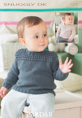 Sirdar Snuggly Double Knit Baby Sweater Knitting Pattern 1310