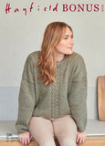 Hayfield Bonus D/K Ladies Round Neck Cable Sweater Knitting Pattern 10265